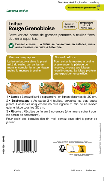 Potagères - Laitue Batavia Rouge Grenobloise - Grand Modèle - MEDIA_PACKAGING_VERSO